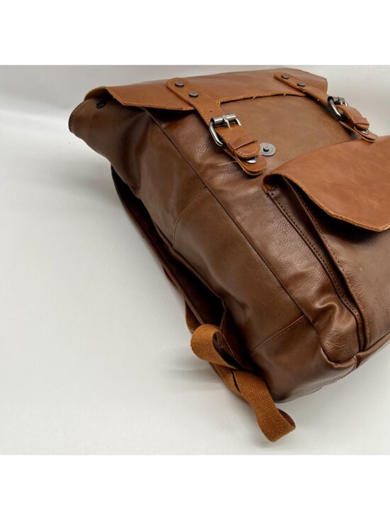 Ozebella Brown Leather Messenger Laptop Backpack main image 6